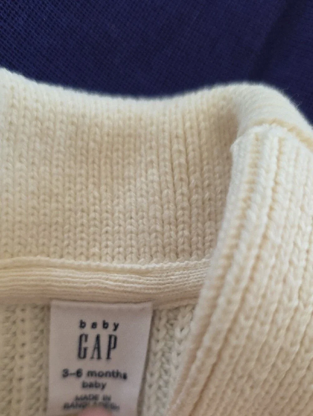 GAP Cream Knit Shawl-Collar Cardigan with Teddy Embroidery 3-6 Month